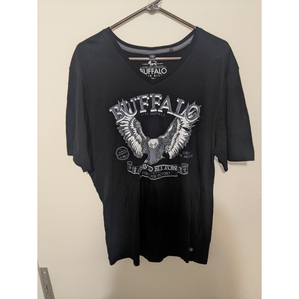 Buffalo David Bitton Shirt Men's XL Eagle Bird 100% Cotton Black